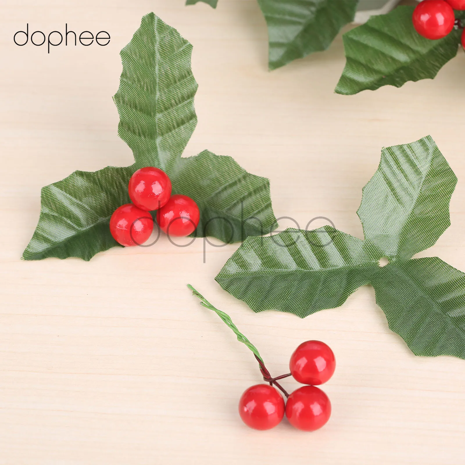 Dophee 10 шт. искусственные листья + ягоды Холли для свадебной вечеринки домашнее