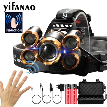 HOT PRICE ❤️ 8000LM IR Sensor LED Headlamp Smart Light 5/3 T6 Zoom High Power Rechargeable Fishing Lantern 18650 Head Torch Waterproof - discount item 63% OFF Lights & Lighting