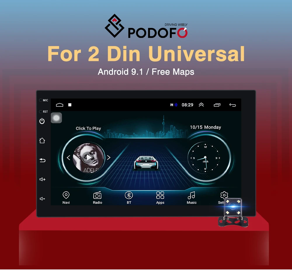 US $75.52 Podofo Android 91 2 Din Car Radio Multimedia Player Universal Auto Stereo GPS For Volkswagen Nissan Hyundai Kia Toyota LADA