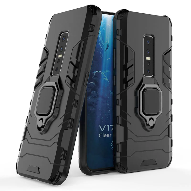 Чехол-бампер для Vivo V17 Pro Чехол с магнитным кольцом для Vivo IQOO Neo V17 Neo Z5 Z5X Y7S Y17 Y15 защитный чехол - Цвет: Черный