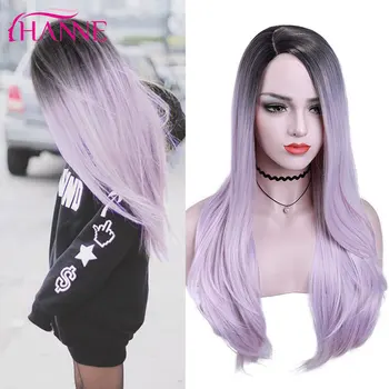 

HANNE Ombre Light Purple/Red/Blue/Yellow Heat Resistant Hair Long Straight Synthetic Wigs For White Women