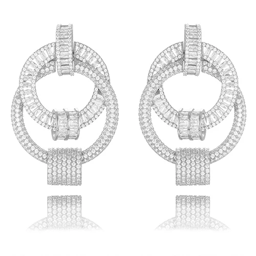 Silver Missvikki, суперизвестные дубайские круги, модные трендовые серьги, полностью покрытые цирконием, свадебные серьги Naija, ювелирные изделия - Окраска металла: Silver