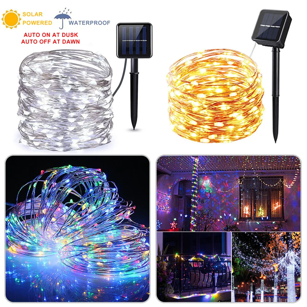 

5pcs 22M Solar LED Light String Waterproof Fairy Garland Lights String Outdoor Holiday Christmas Party Wedding Solar Lamp Decor