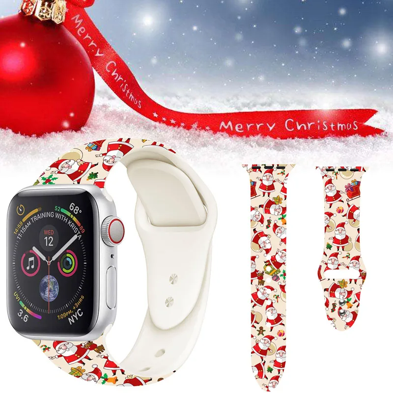 

Merry Christmas print strap for applewatch series 5 4 3 2 1 sport loop band 38mm 40mm 42mm 44mm Snowman gift Bracelet For iwatch