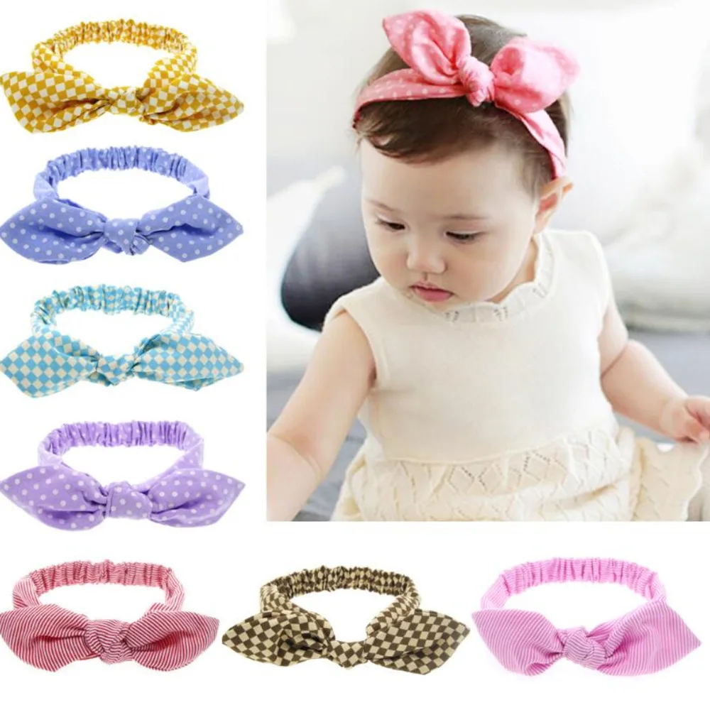 StripeBabyGirlHairAccessoriesBandageTieHeadbandRibbonBow
