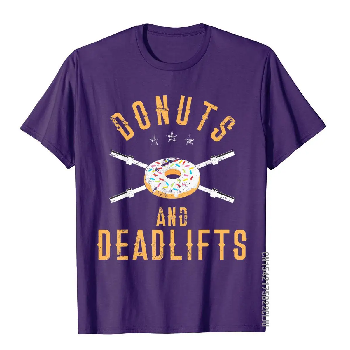 Donuts and Deadlifts T-Shirt Funny Workout Powerlifter Tee T-Shirt__97A1209purple