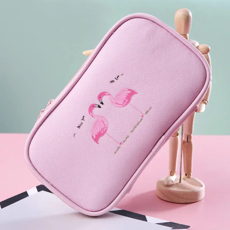 Pink Kawaii Фламинго Карандаш Чехол большой Ёмкость многофункциональные сумки для карандашей пенал школьные канцелярские принадлежности для студентов; подарок для девочки - Цвет: Pink