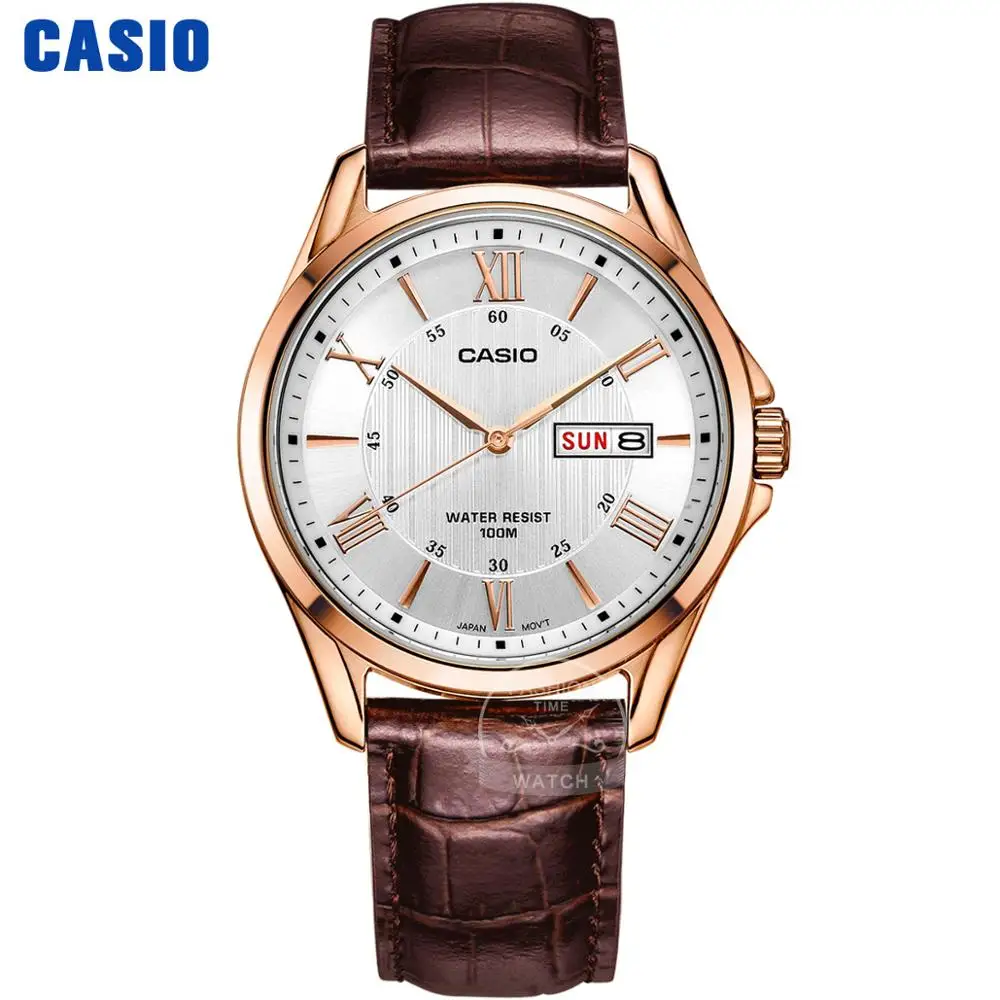 MTP1384L7A Мужские часы Casio лучший бренд класса люкс кварцевые часы 100м Водонепроницаемые мужские часы из розового золота Спортивные военные наручные часы Простые изящные часы relogio masculino reloj hombre erkek kol saati - Color: MTP1384L7A