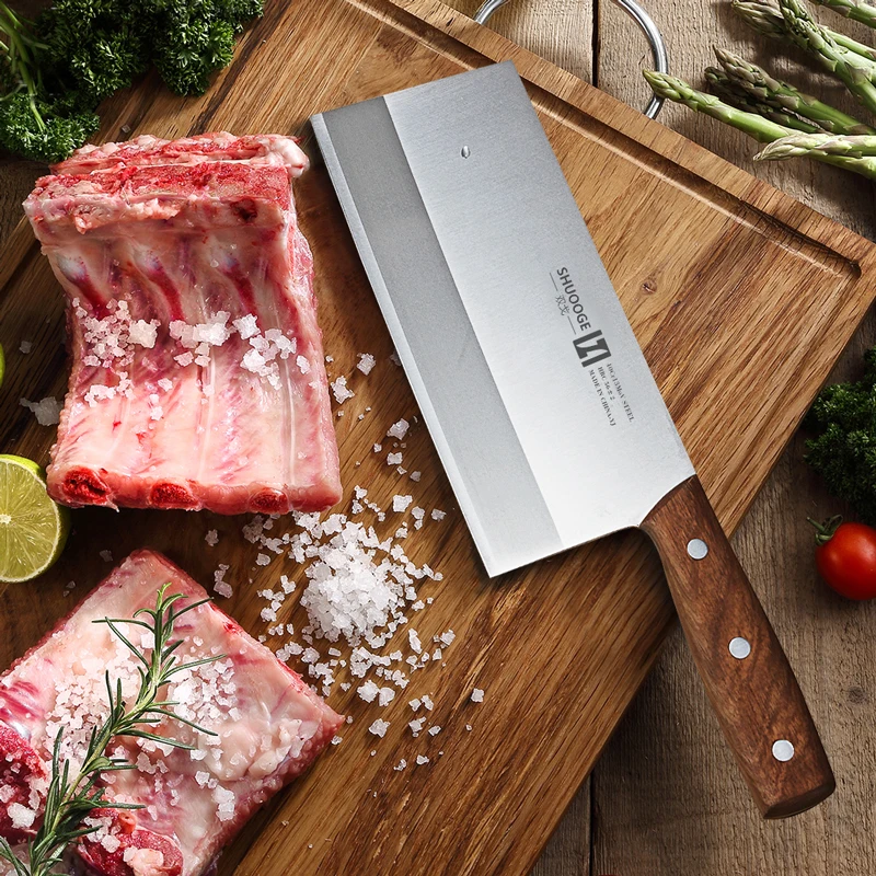 SHUOOGE 8 дюймовый нож мясника из нержавеющей стали Профессиональный кухонный с