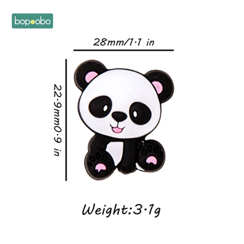 Pink panda Bopoobo 3 шт. без БФА, силиконовый Прорезыватель для зубов, пищевой силиконовый Кот бисер ребенок прорезывание зубов для DIY Соска-подвеска панда грызунов бусины - Цвет: Pink panda