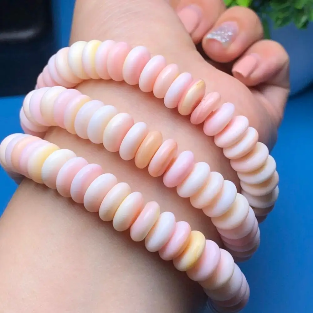 

Natural Mexican Carmine Shell Bead Bracelet Pink mancuernas breloque joyeria fina bransoletka meska gioielli donna charm