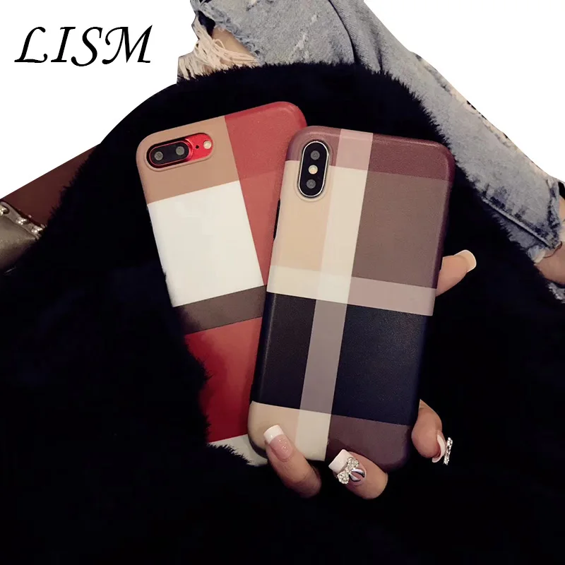 

Brief checked cell Phone Case For iphone X XR XS Max Silicone Fashion Soft Cover for iPhone 7 8 Plus 6 6s Case Coque