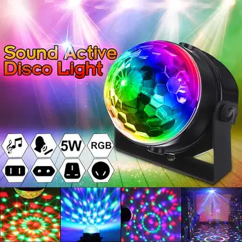 

5W RGB LED Lighting Effect Rotating Disco Ball Party Laser Projector Sound Activated Lights for Christmas Home KTV Show