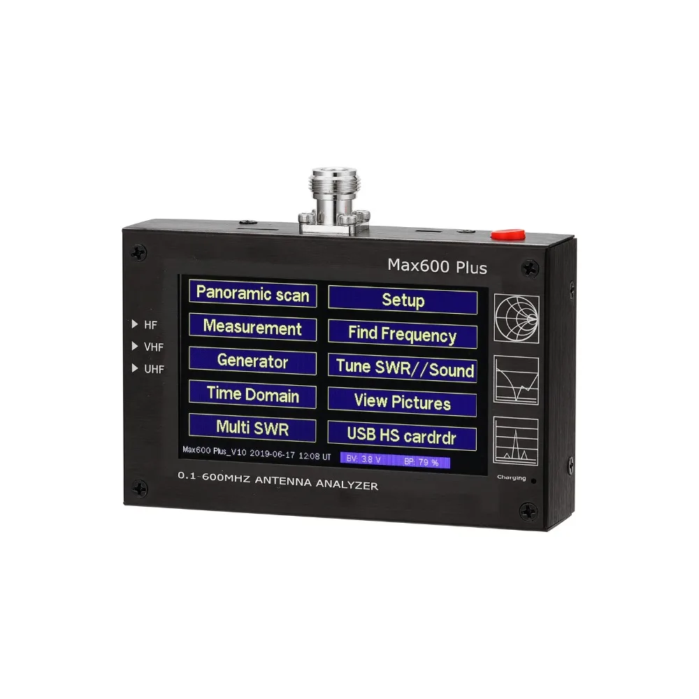 Векторный сетевой анализатор Max600 Plus HF VHF UHF антенный анализатор 0,1-600 МГц с 4," TFT lcd сенсорным экраном антенный анализатор