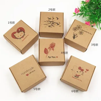 

6.5x6.5x3cm 50pcs Small Kraft Paper Box Brown Cardboard Handmade Soap Box White Craft Paper Gift Box Black Packaging Jewelry Box