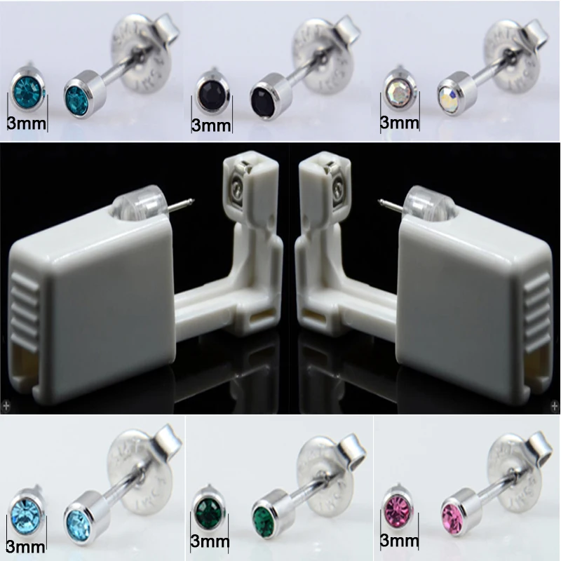 

1PC Stainless Steel Disposable Sterile Ear Stud Piercing Gun Kit Nose Stud Piercing Tool Kit Build In CZ Gem Stud Earring