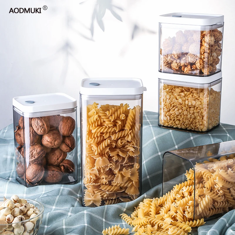 

Kitchen Food Storage Containers Jar Grain Storage Box Transparent Barrel Sealed Cereal Household Accessories Pojemniki Kuchenne