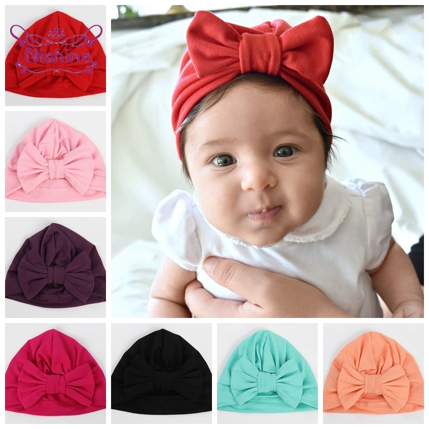 1 шт. Детская шапка тюрбан из хлопка с бантом| |