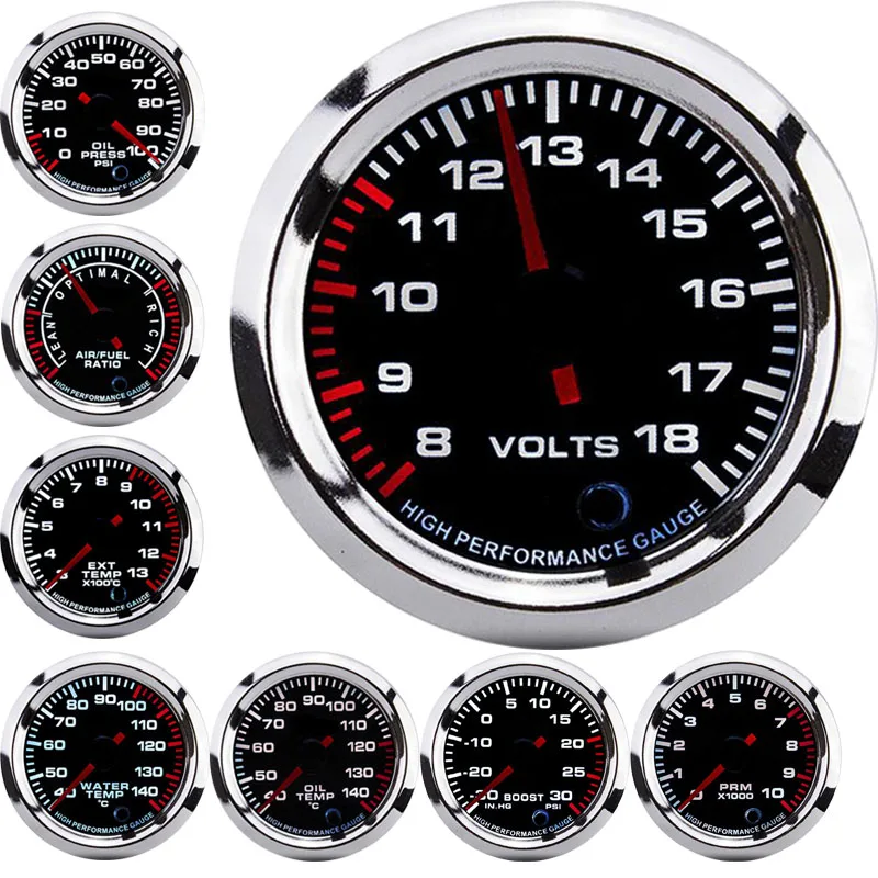 

Digital Air Fuel Ratio Meter Car Gauges 12V LED 52mm Car Boost Tachometer Water Temperature Oil Temp Oil Pressure Gauge Voltage