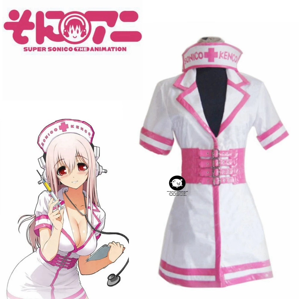 Костюм Медсестры из аниме Super Sonico SONICOMI костюм для косплея |