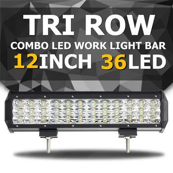 

12inch 108W LE DSpot Flood Light Tri Row 36LED Work Light Bar Light Waterproof IP68 For SUV For JEEP 12V 24V 6000K Work Lamp