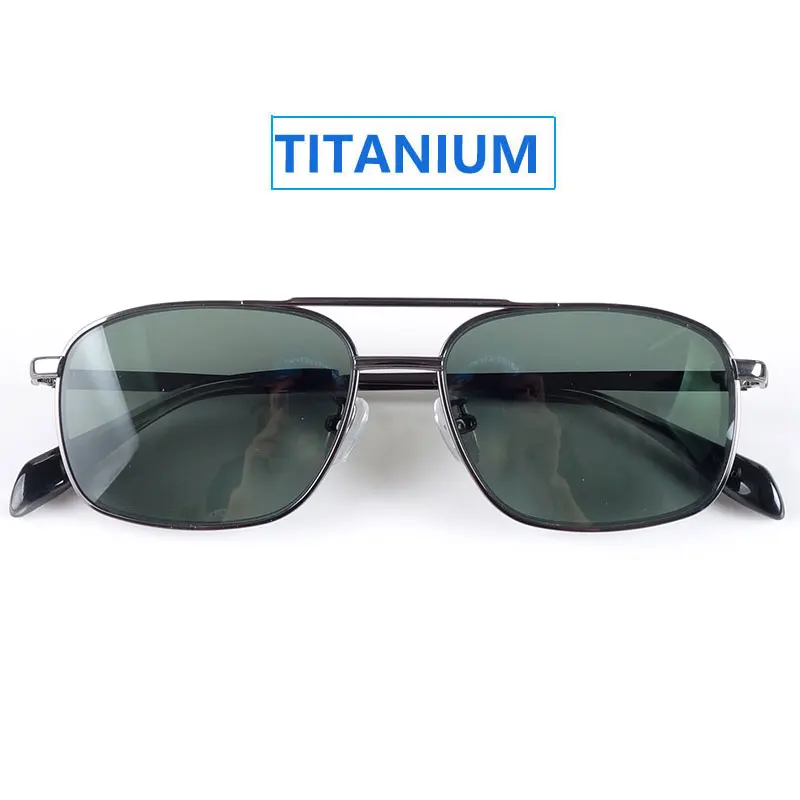 Шикарные чистые титановые солнцезащитные очки HD поляризованные CR39 линзы G18 темно-зеленый пилот стиль для женщин и мужчин