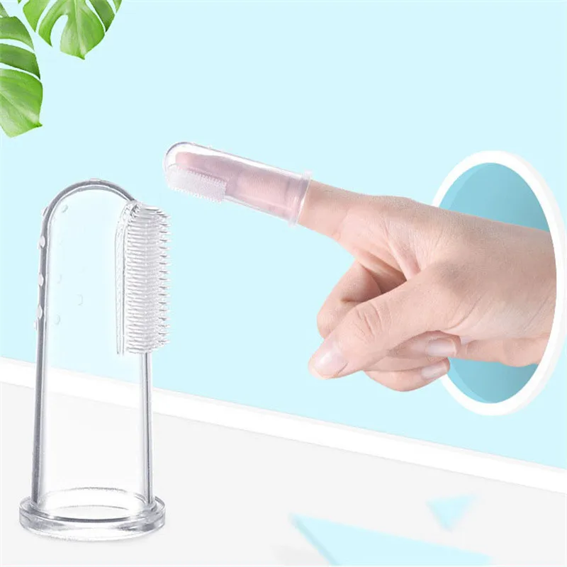 Baby Finger Toothbrush Children Teeth Clear Baby Care Products Soft Silicone Infant Tooth Brush Rubber Cleaning Brush + Box