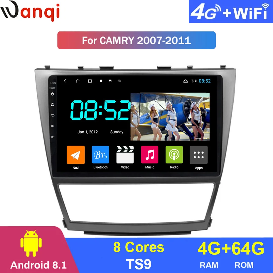 Android 8,1 автомобильный DVD 1din мультимедийная система Navi для Toyota Camry 2007-2011 Автомобильный gps навигатор головное устройство BT SWC wifi