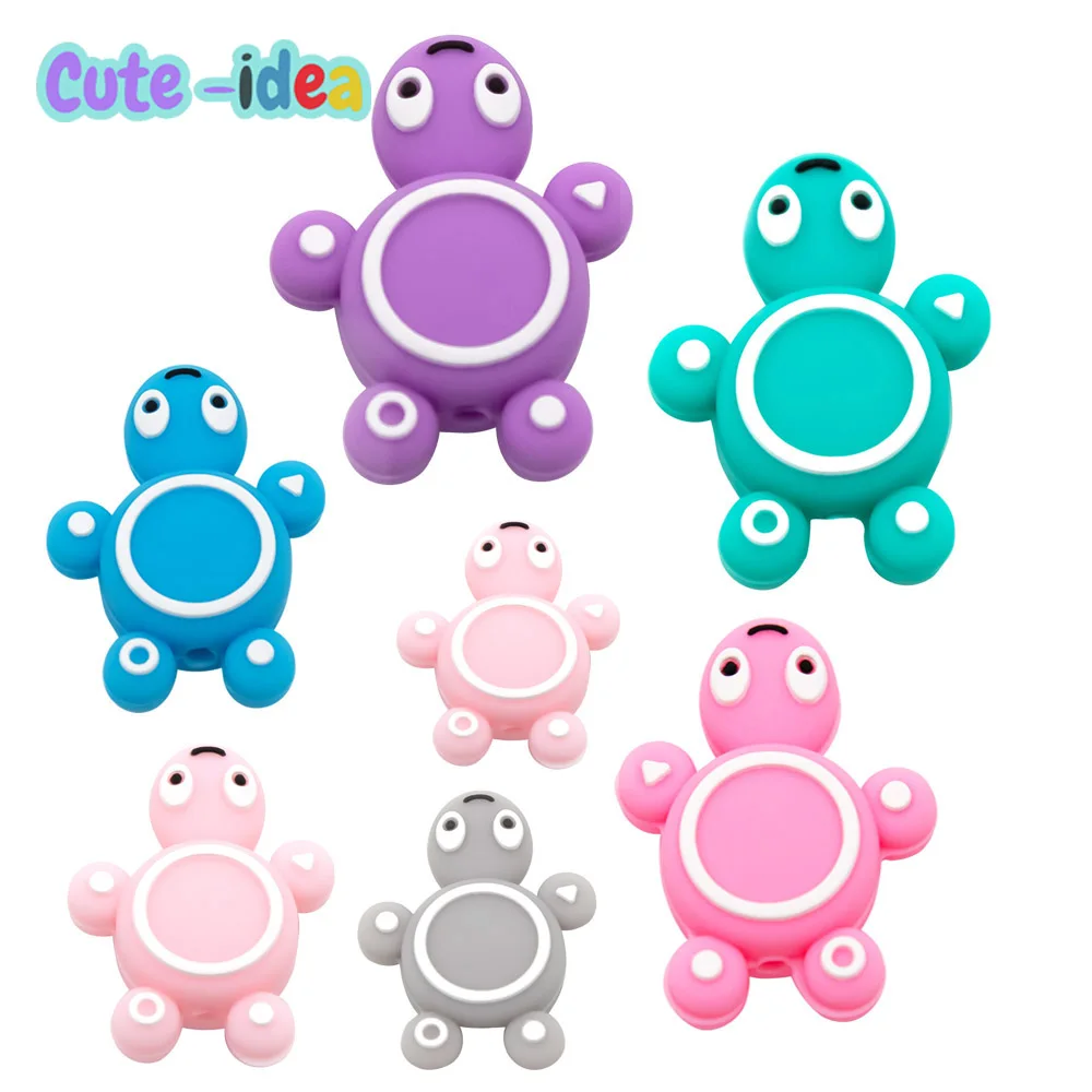 

Cute-Idea 10PCs Mini Turtle Beads Teether Pacifier Bracelet DIY Accessories Chain BPA Free Chewable Teething Soft Baby Product