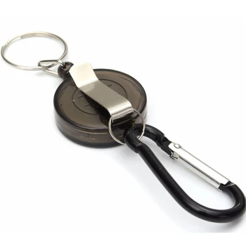 

100PCS cheaper carabiner with clip round ABS plastic redge card holder mix colors retrable redge reel reel with belt clip