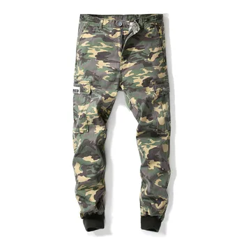 

Autumn New Quality Military Style Loose Multi-pocket Stitching Jeans Men's Camouflage Small Feet Pants Straight Casual Pants