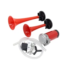 12V автомобиль внедорожник Грузовик Мотоцикл двойной электрический насос труба Воздушный Рог Комплект красный 130db