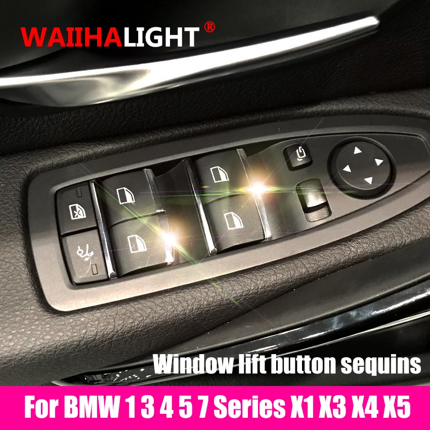 ABS Chrome Car Window Lift Switch Button Sequin Trim Sticker For BMW 1 3 4 5 7 Series X1 X3 X4 X5 Interior Accessories | Автомобили и