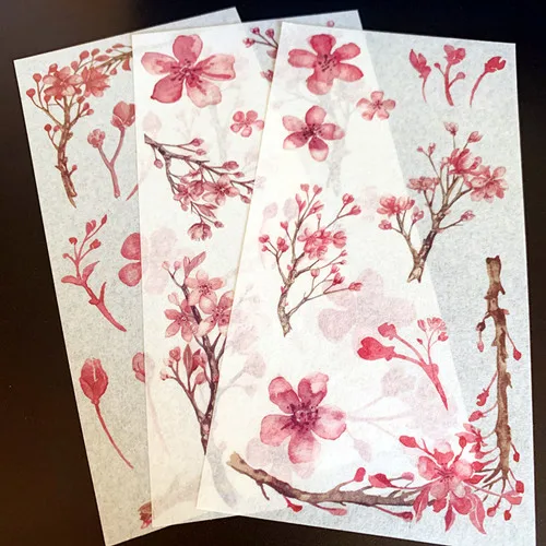 Последние в 3 в и бумажные наклейки s Plant Planet Animal наклейки на Материал - Цвет: Cherry blossoms