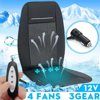 

4 Built-in Fan 3D Cooling Fan Car Seat Cushion Cooling Seat Cover 12V Car Ventilation Cushion Summer Air Cooler Chair Pad