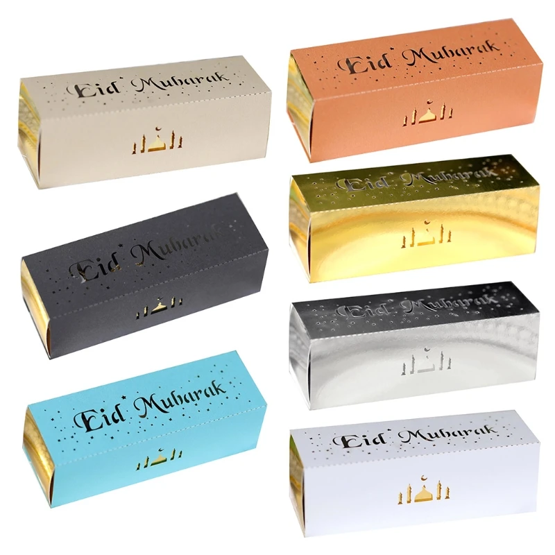 

100pcs Eid Mubarak Candy Box Ramadan Kareem Chocolate Gift Boxes Islamic Muslim Festival Happy Al-Fitr Event Party Supplies