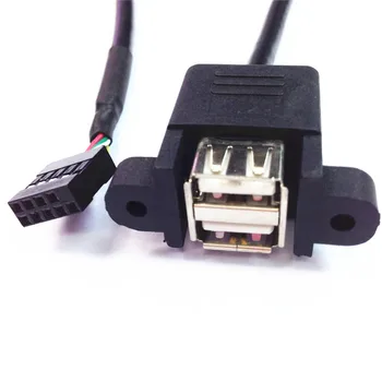 

Dual USB2.0 female port to motherboard 9-pin connector cable, computer USB interface extension cable with screw hole panel