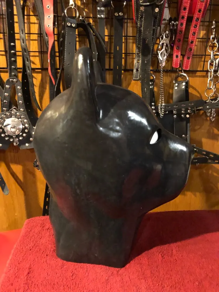 Latex Mask Cosplay animal Hat with zipper puppy slave dog fetish hood solid nose New extra thickness 1.8mm