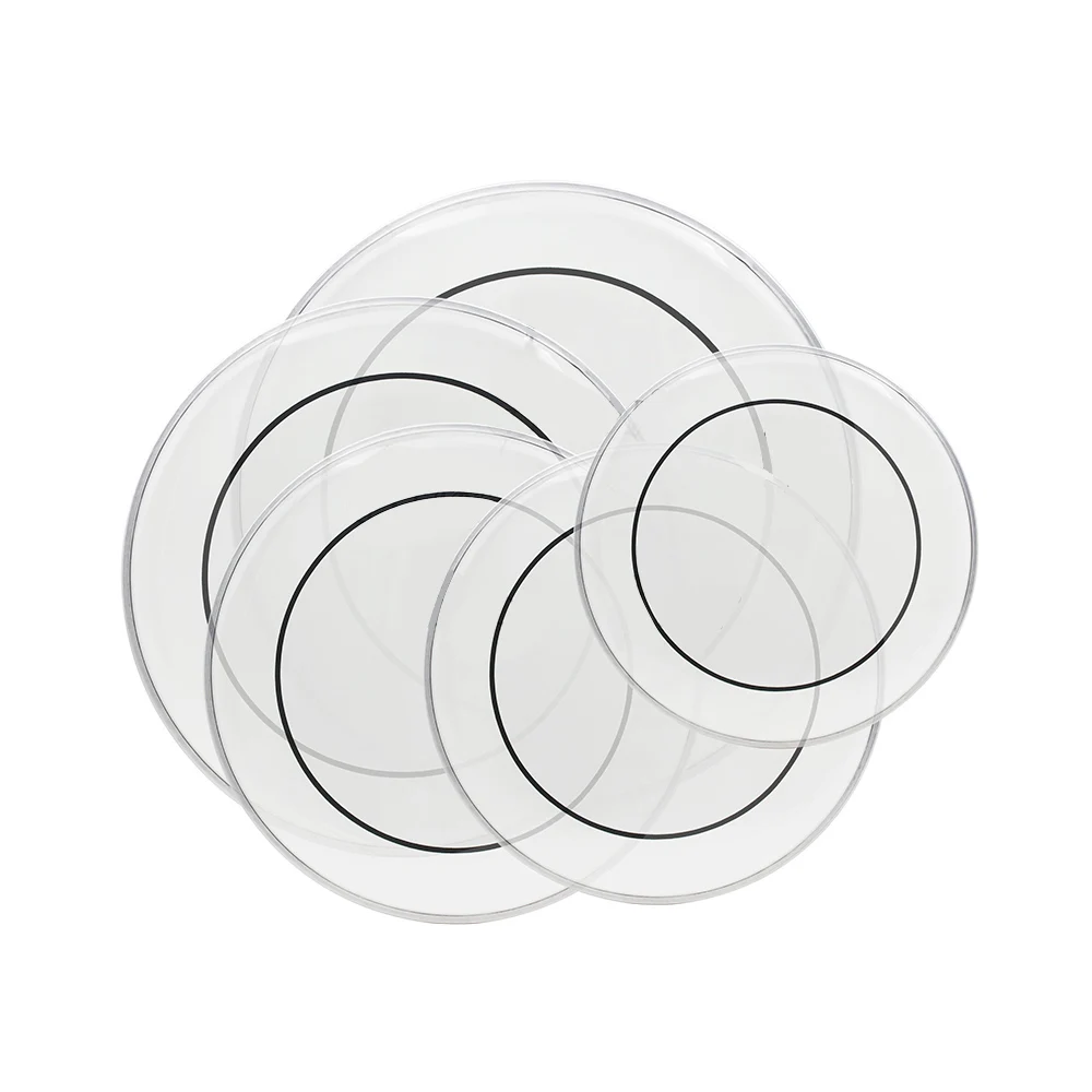 5Pcs Transparent Drum Heads (22", 16", 14", 13", 12") 4