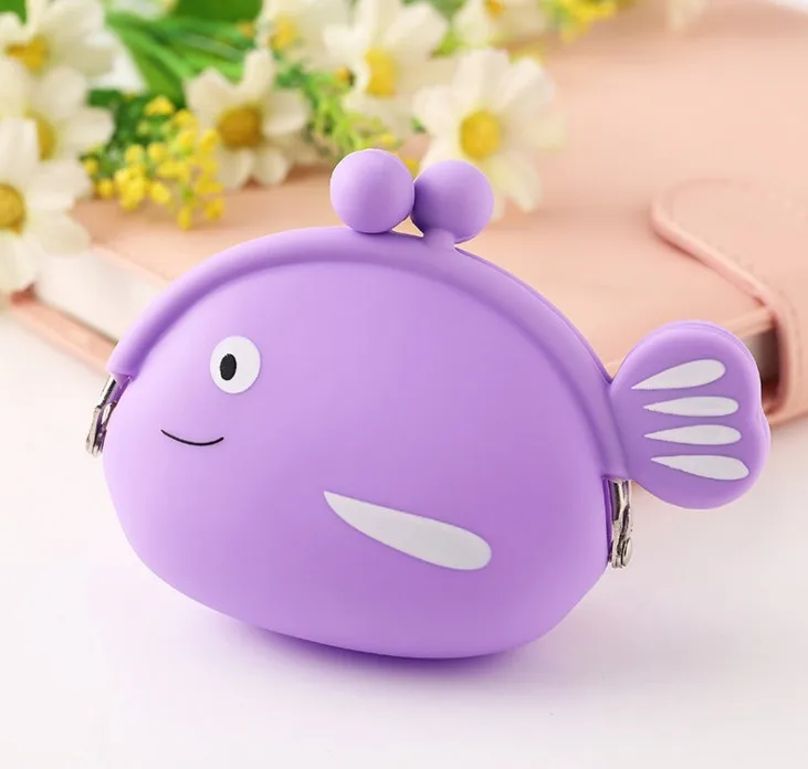 1 шт. Kawaii для девочек мини силиконовый кошелек ярких цветов для хранения мелочи и рыбы небольшое изменение Сумка для документов Для женщин ключ кошелек сумка для Для детей Подарки