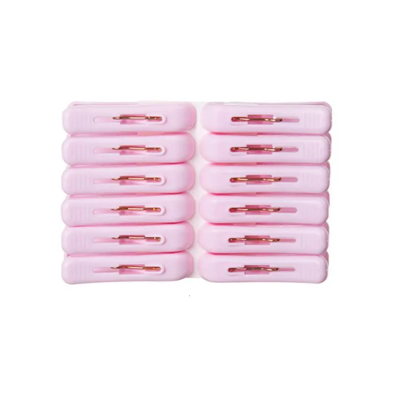 12Pcs/set Windproof Clip Drying Laundry Clothes Clips Bright Colour Clothespins Plastic Beach Towel Pegs Clips Household Tools