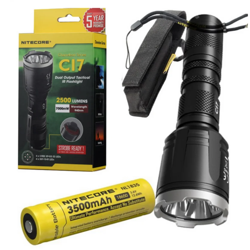 Nitecore CI7 Тактический ИК-фонарик CREE XP-G3 S3+ SST-10-IR светодиодный фонарик 18650 Аккумулятор для охоты на открытом воздухе кемпинга - Испускаемый цвет: include battery