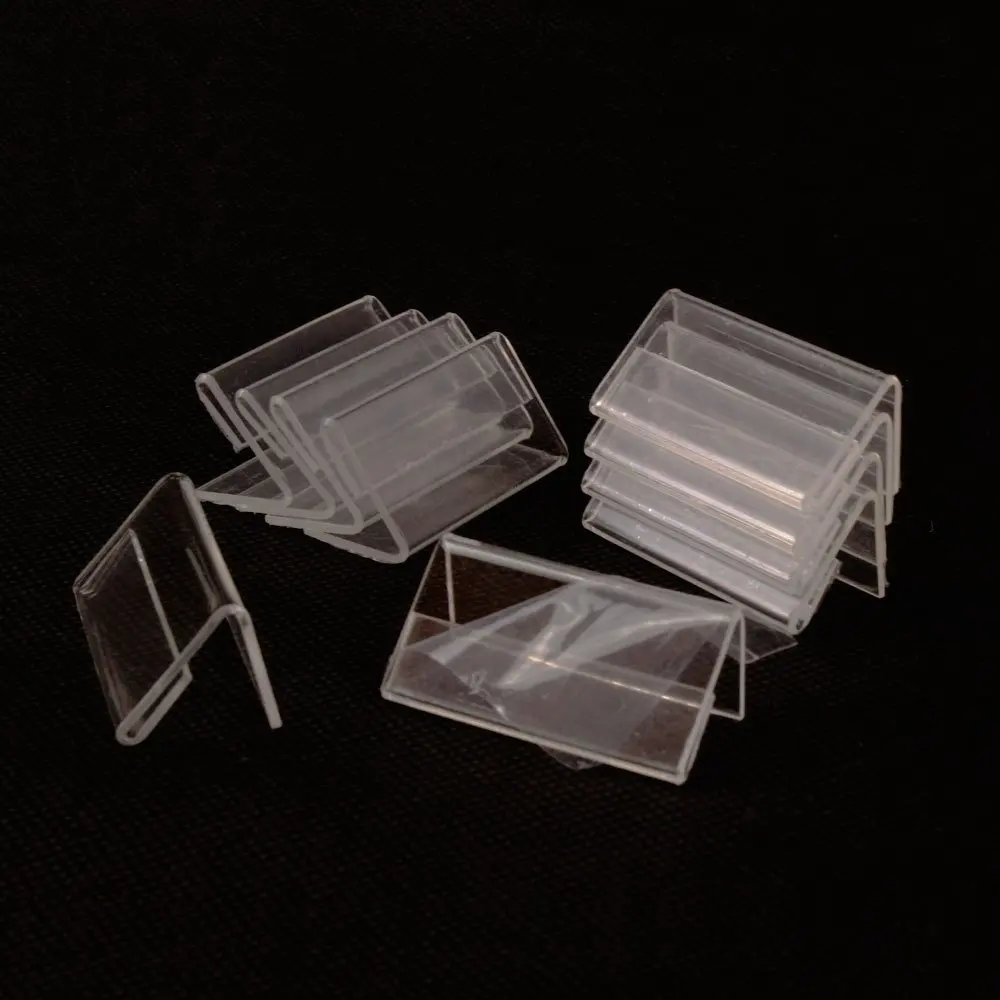 25pcs Price Tag Label Stand 20x40mm Shop Counter Top Stand Mini Clear  Plastic Desk Sign Price Label Display Holder Decorations