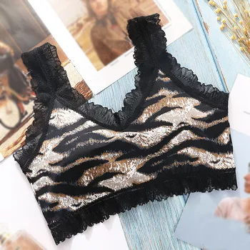 

Women Lace Tube Top Sports Bras Breathable Beautiful Back Wrap Chest Fashion Leopard Camouflage Bras