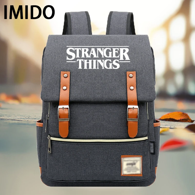 

IMIDO Casual School Students Backpacks Teenagers Letter Printed Laptop Backpack Zipper Canvas Satchel Boys Girls Shoulder Bags