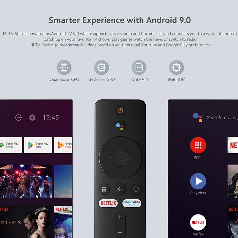 В наличии глобальная версия Xiaomi TV Stick 2K HDR Android 9 0 Wifi Google Assistant Dongle 1 ГБ 8 Bluetooth 4 2 Mi