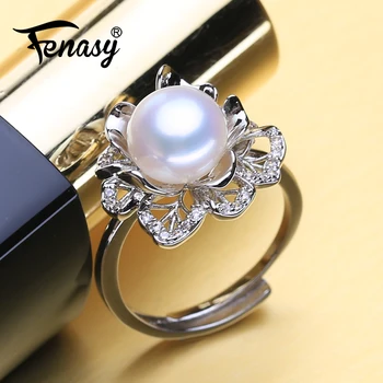 

FENASY 925 Sterling Silver Ring Luxury Natural Freshwater Pearl Rings For Women Female Party Wedding Engagement Fine Jewelry