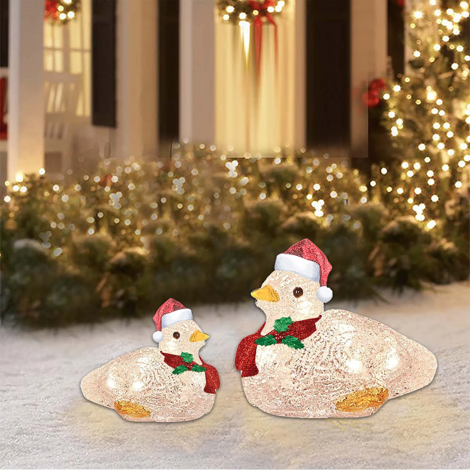 Conjunto de figuras de decoración para exteriores, de 2 unidades de luces LED de hierro para iluminación de jardín y vacaciones, 2 unidades|Colgantes y adornos en forma de gota| -