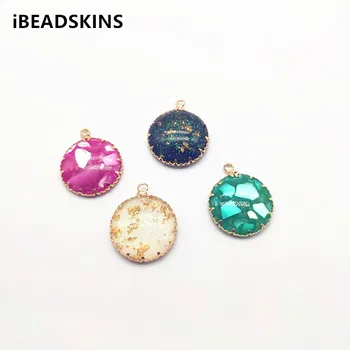 

New arrival! 25x20mm Resin built-in gold powder or shell Charm/Connectors for Earrings parts,Accessories,hand Made Jewelry DIY