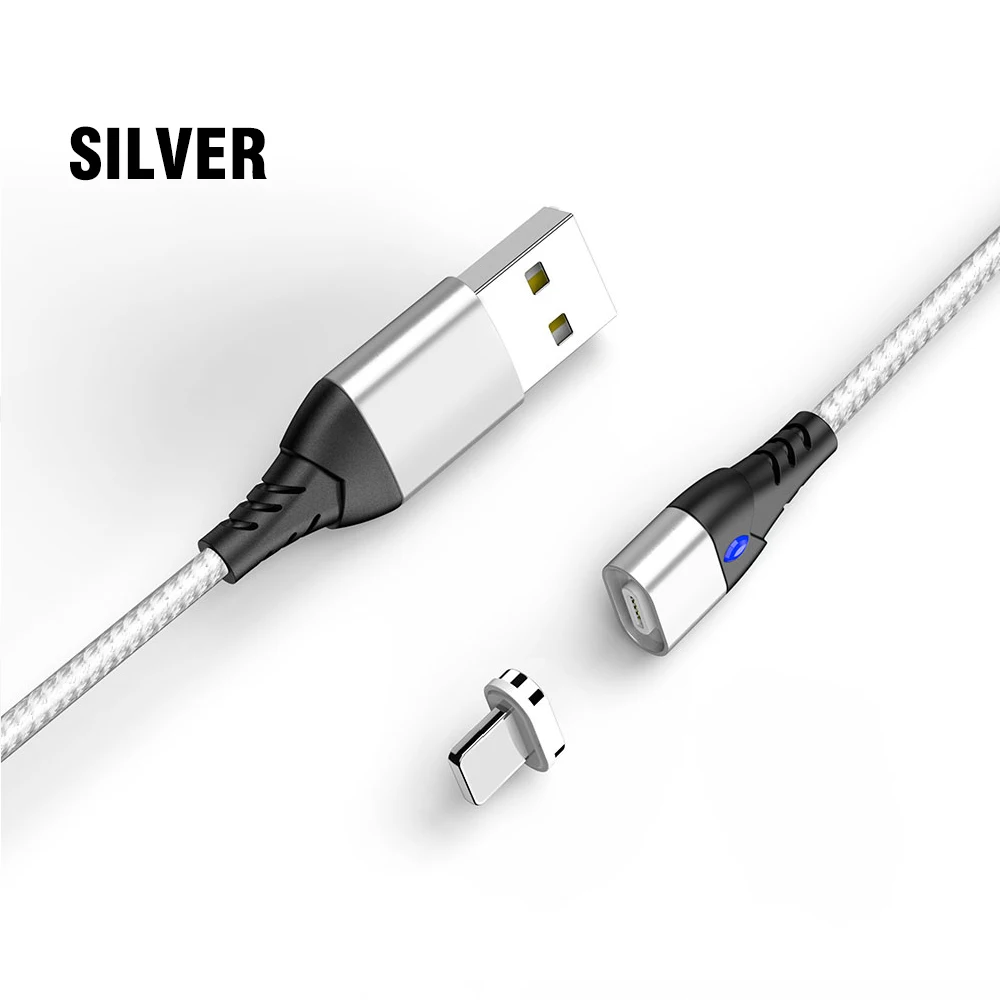 Магнитный кабель CASEIER для iPhone, Samsung, Huawei, быстрая микро USB зарядка, кабели USB type c, USB C кабель usb tipo c - Цвет: Silver Cable